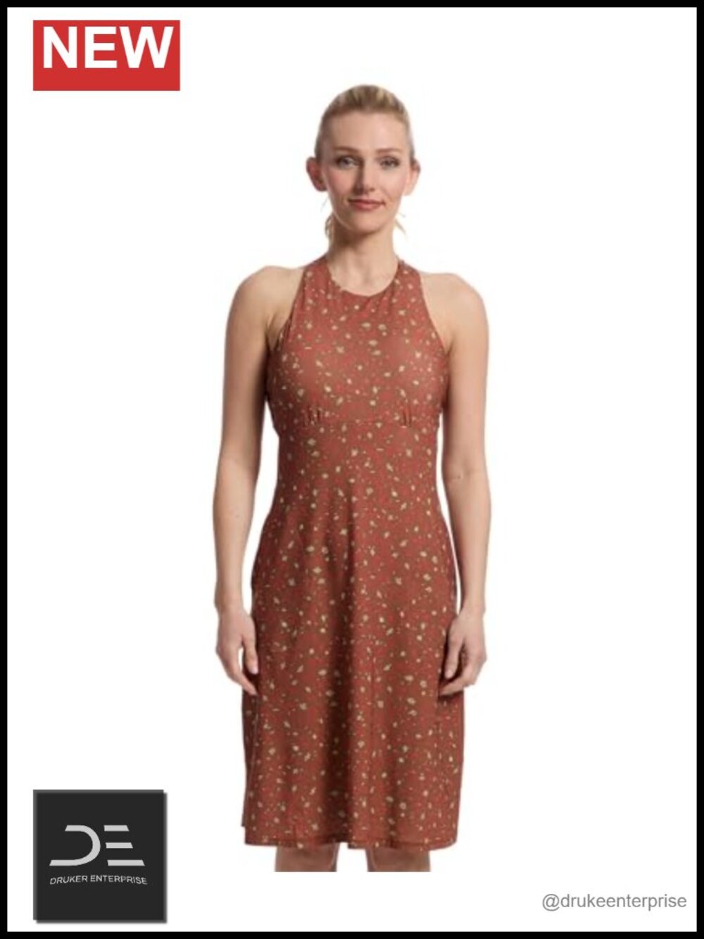 Recycled Polyester A-Line High Neck Racerback Summer Dress